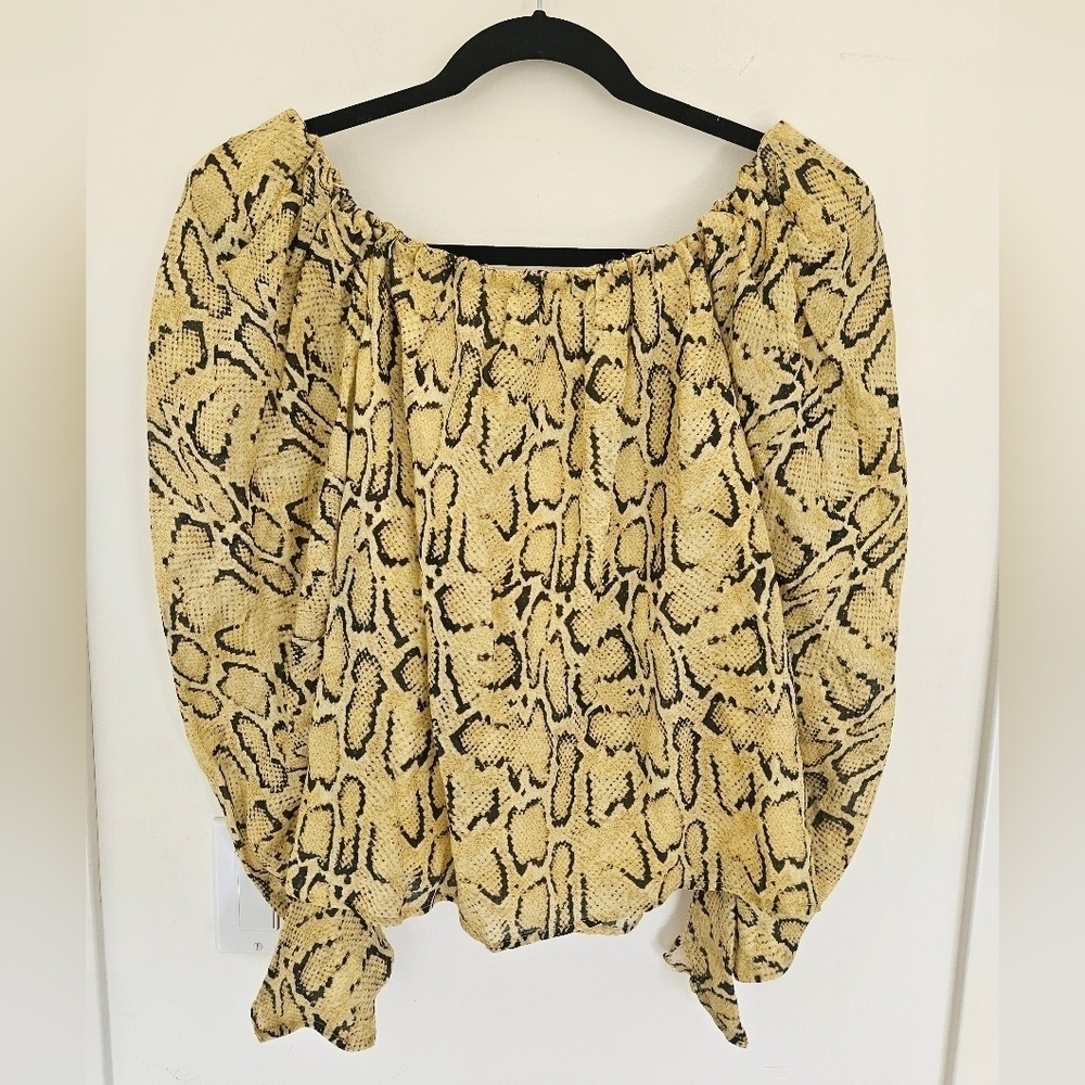 Frame Off the Shoulder Billow Top in Python Multi - Picture 9 of 12
